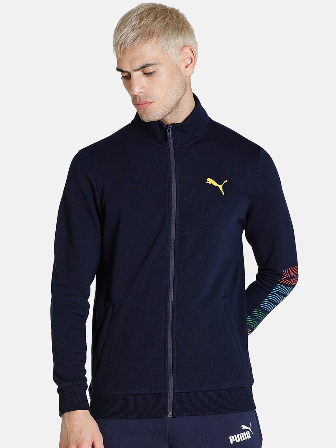 

Puma Men Blue Brand Logo Printed Slim Fit Sporty Jacket