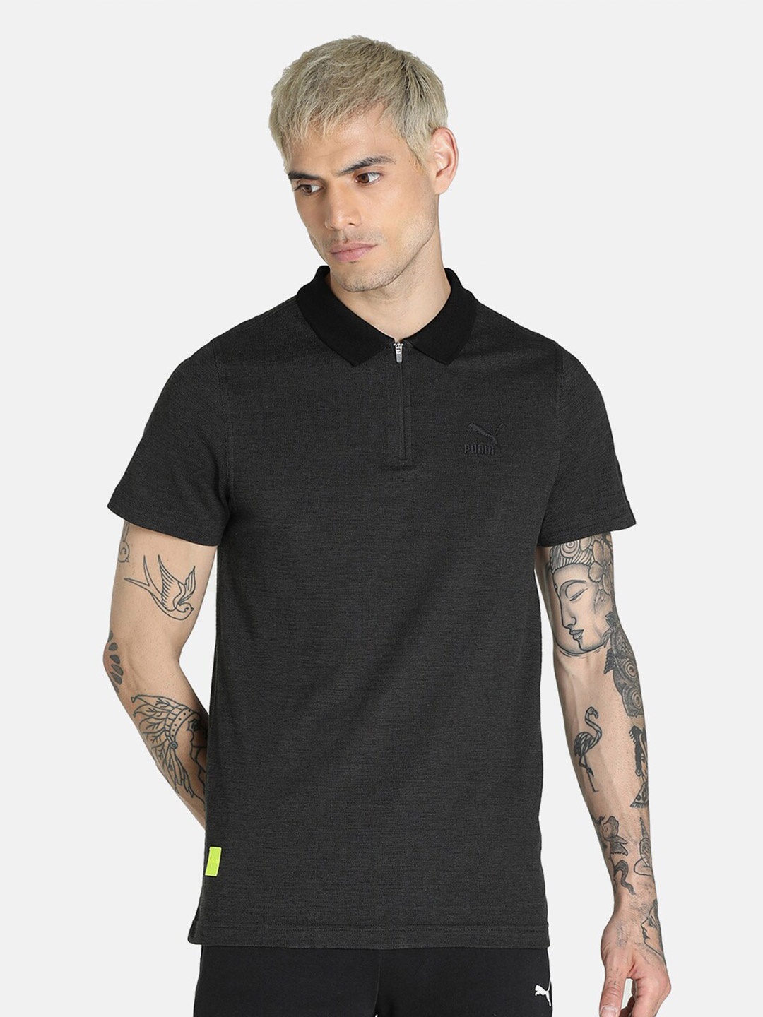 

Puma Men Black Virat Kohli Polo Collar Slim Fit Cotton Slim Fit T-shirt