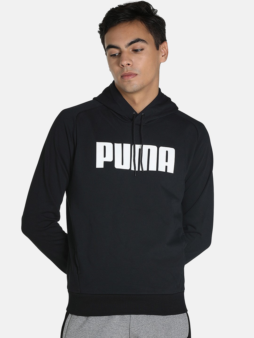 

Puma Men Black Active Hoodie Printed Hooded Sweatshirt
