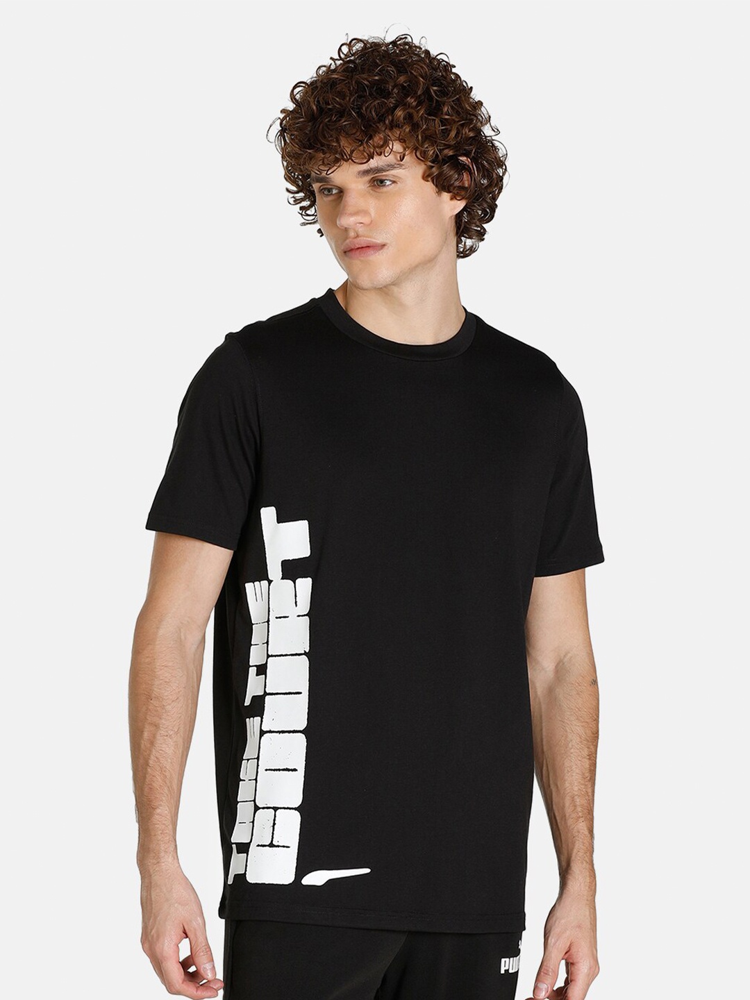 

Puma Men Black & White Brand Logo Printed Basketball T-shirt