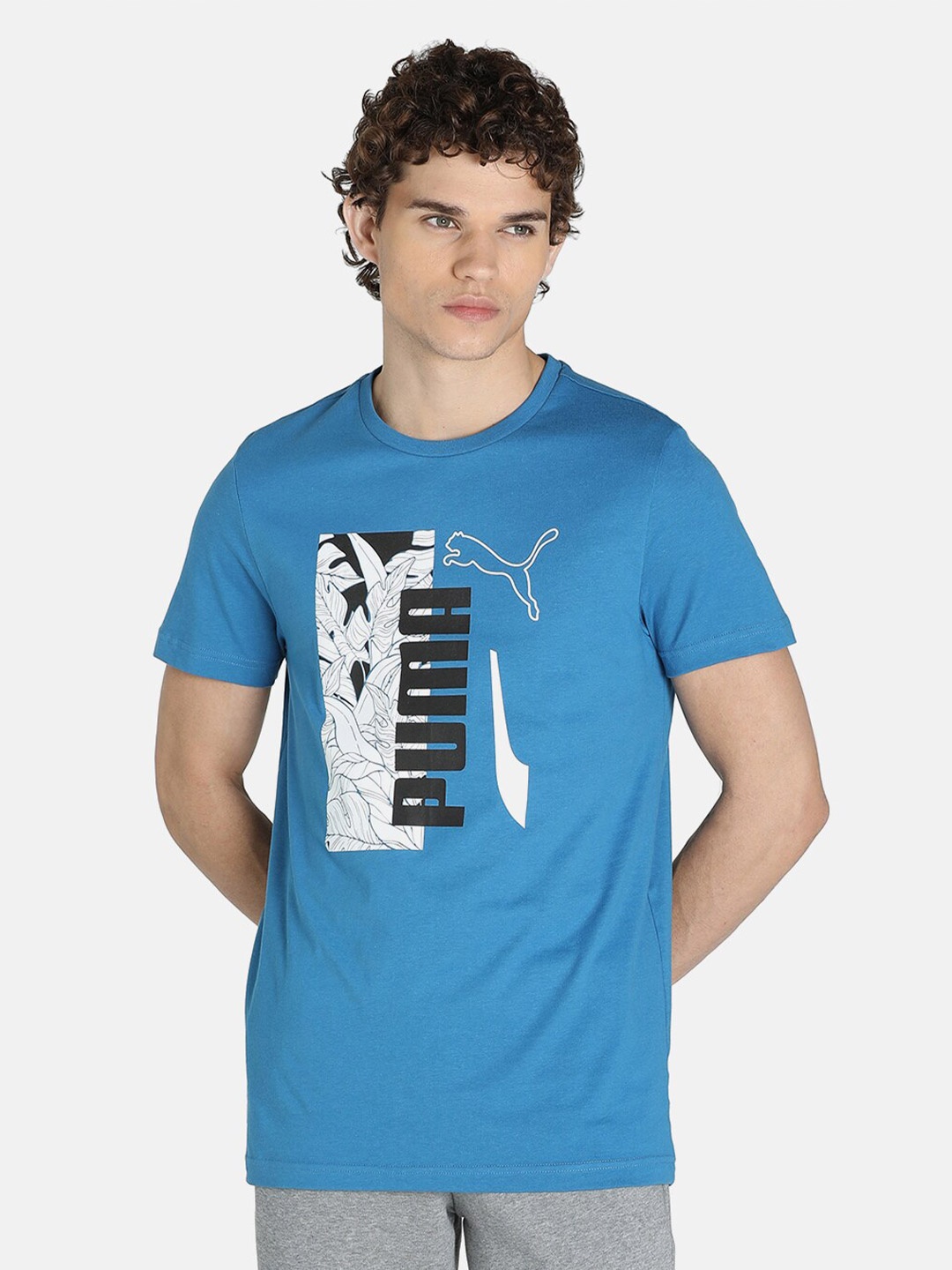 

Puma Men Blue Typography Printed T-shirt