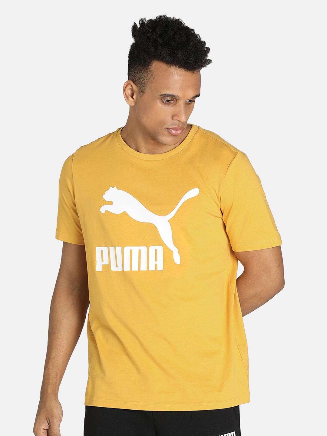 

Puma Men Yellow & White Brand Logo Printed T-shirt