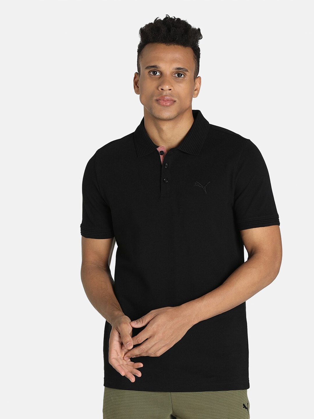

Puma Men Black Ottoman Collar Polo Tshirts