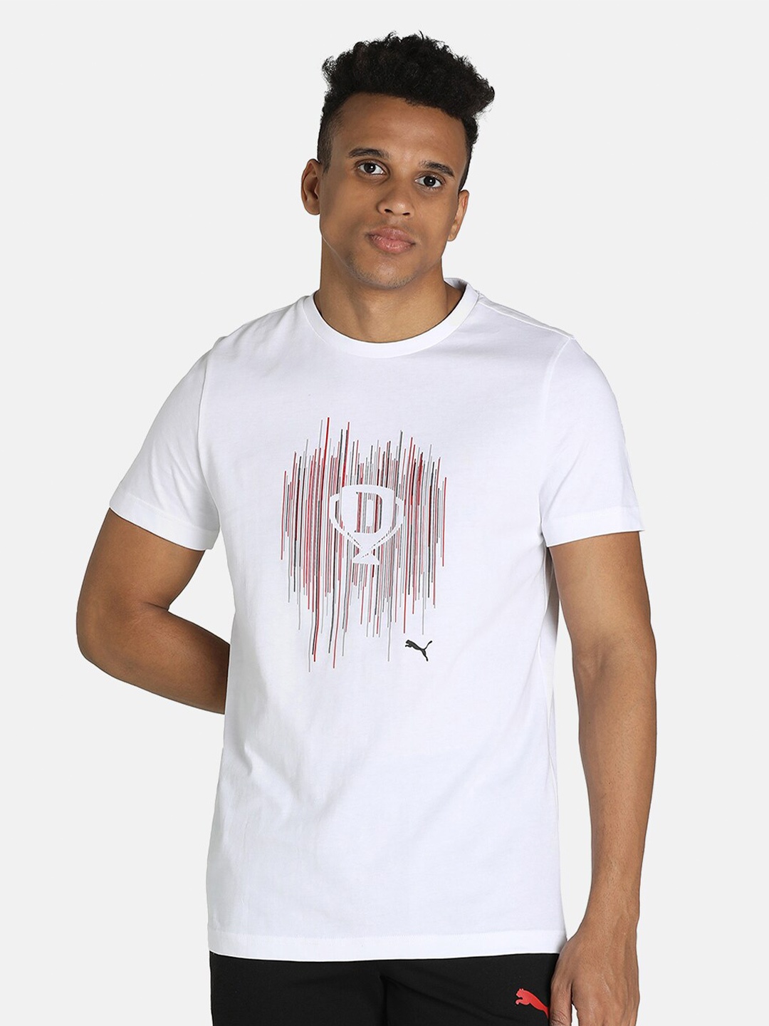 

Puma Printed Slim Fit Training or Gym Cotton T-shirt, White