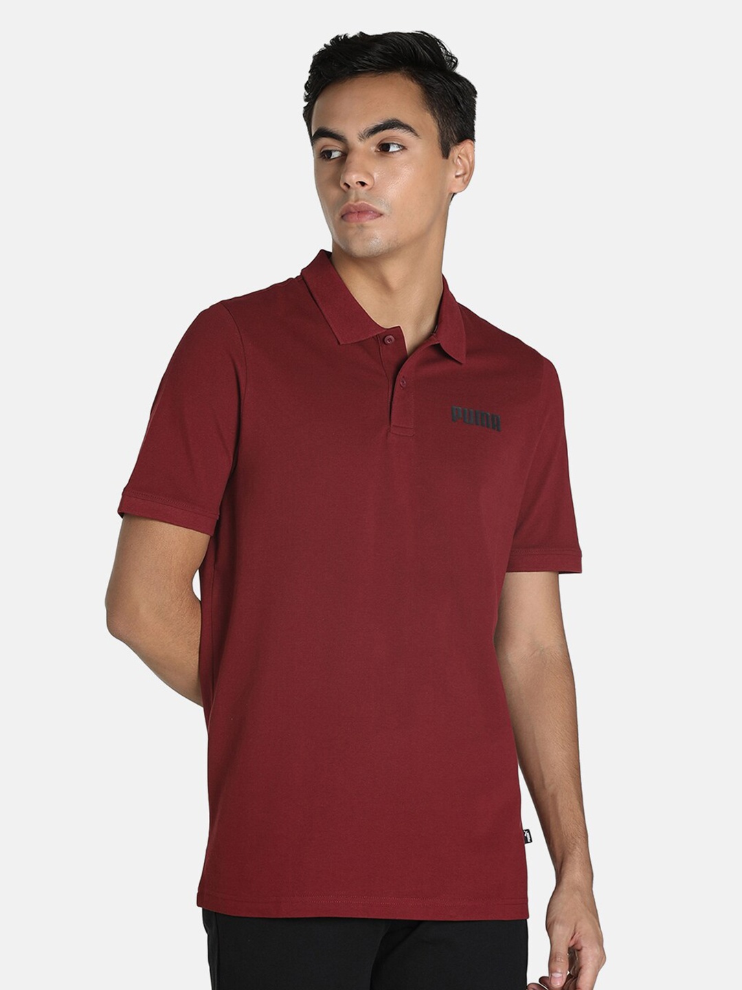 

Puma Men Regular Fit Essentials Pique Regular Fit Polo Collar T-shirt, Red