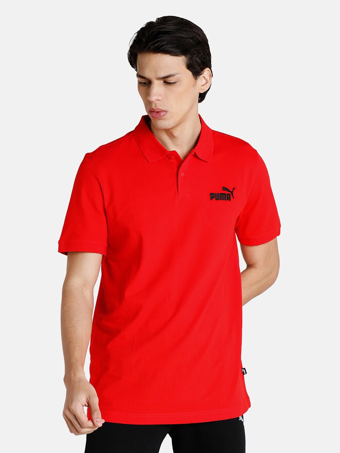 

Puma Men Red Solid Essential Short Sleeve Polo Shirt