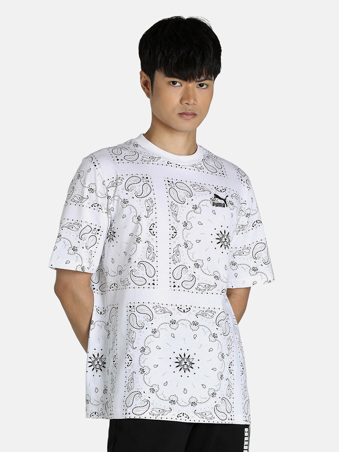 

Puma Men White Printed Cotton Relaxed Fit T-shirt