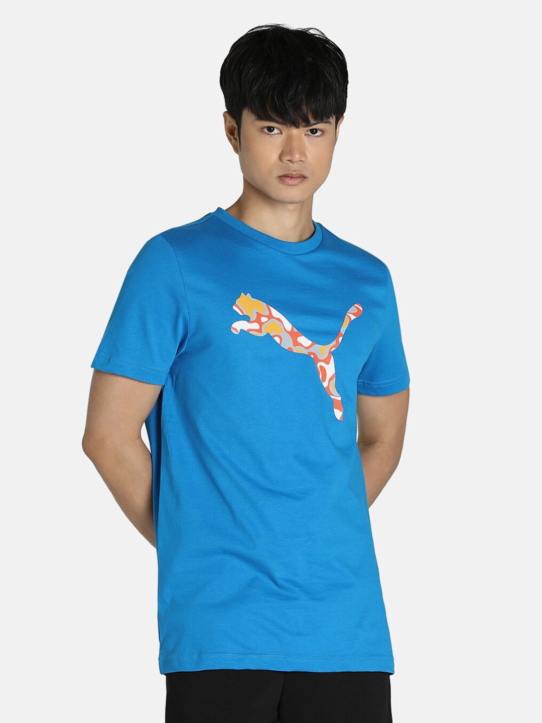 

Puma Men Blue Brand Logo Printed Slim Fit Outdoor T-shirt