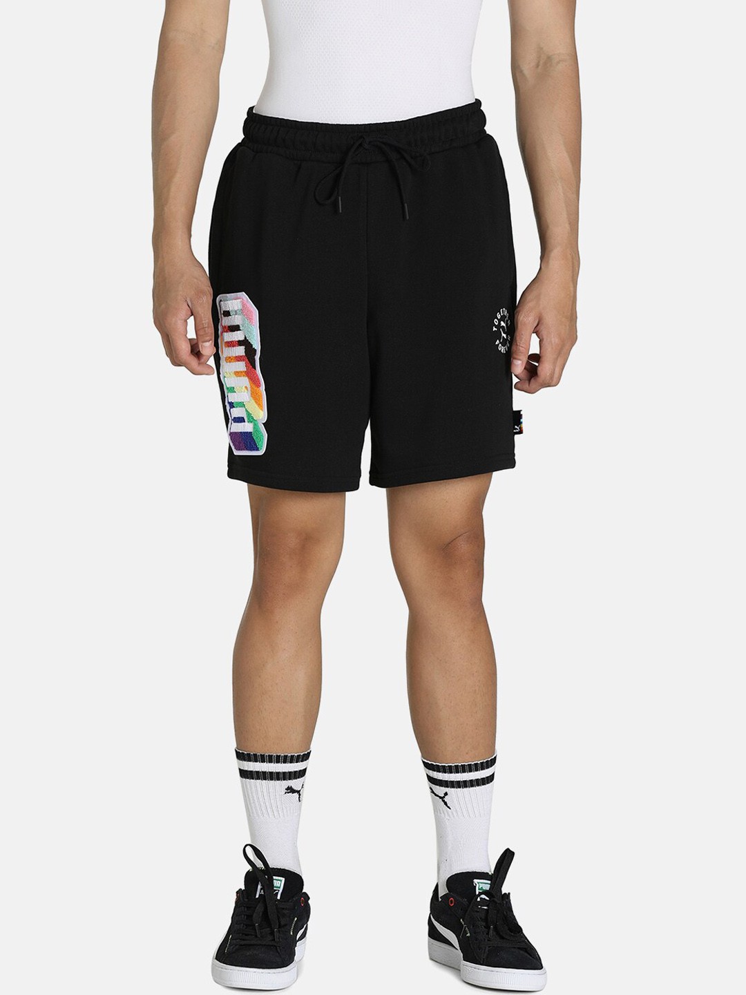 

Puma Men Black Typography Printed Shorts