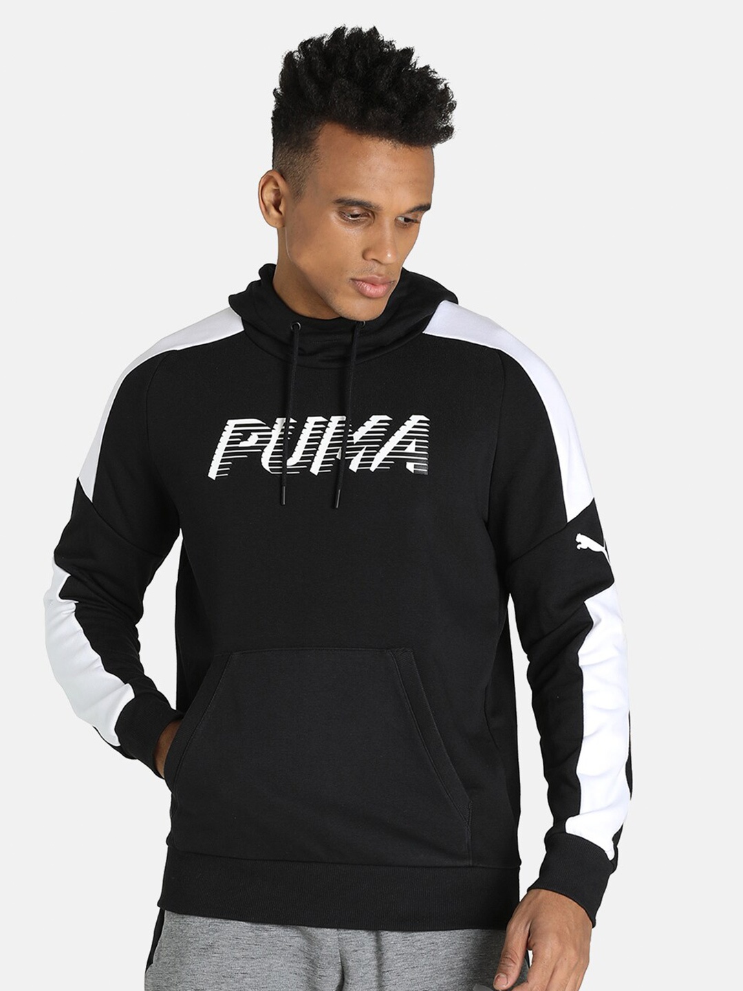 

Puma Men Black Solid Cotton Hooded Sweatshirt