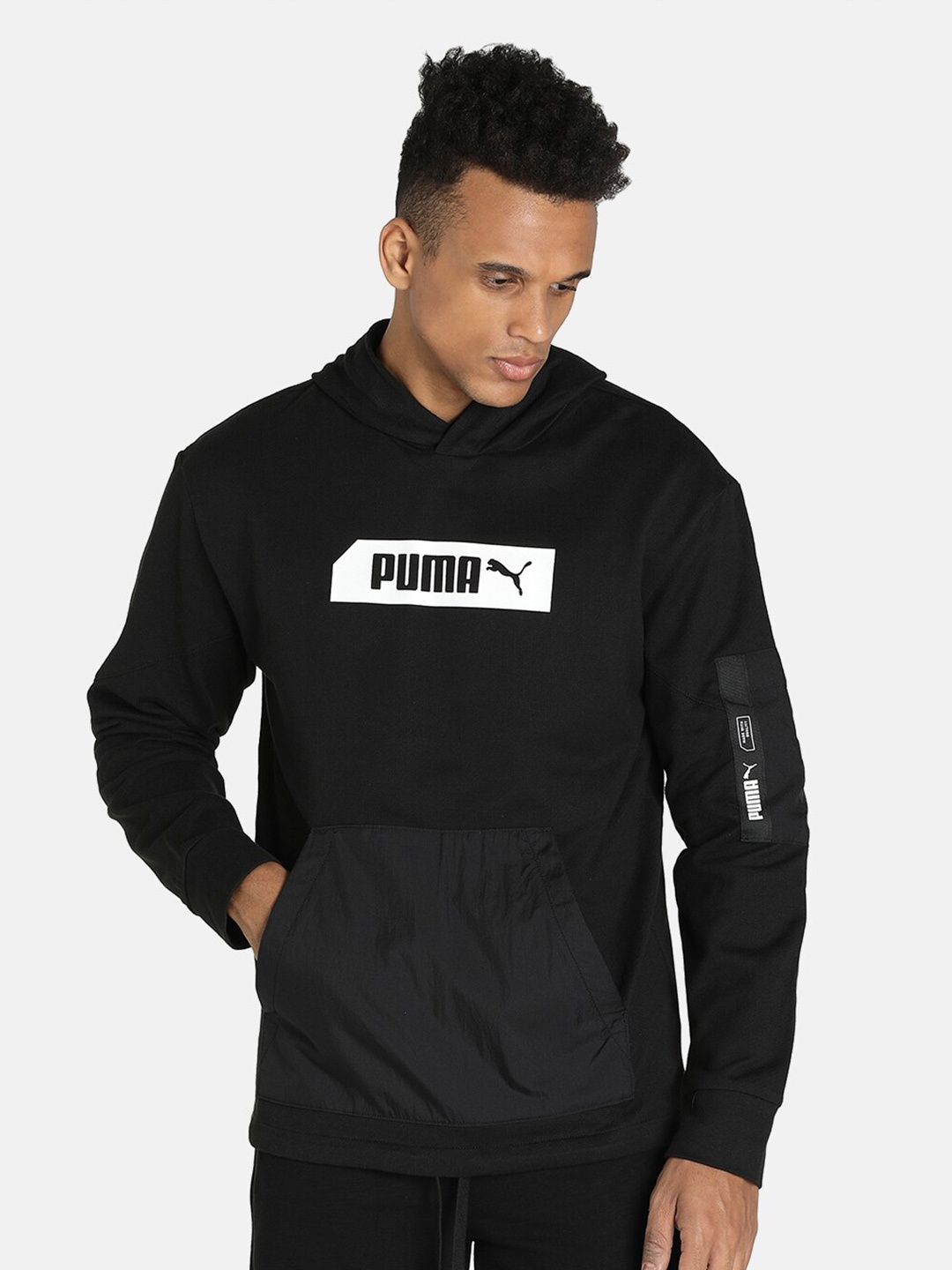 

Puma Men Black Printed Hooded Cotton Sweatshirt