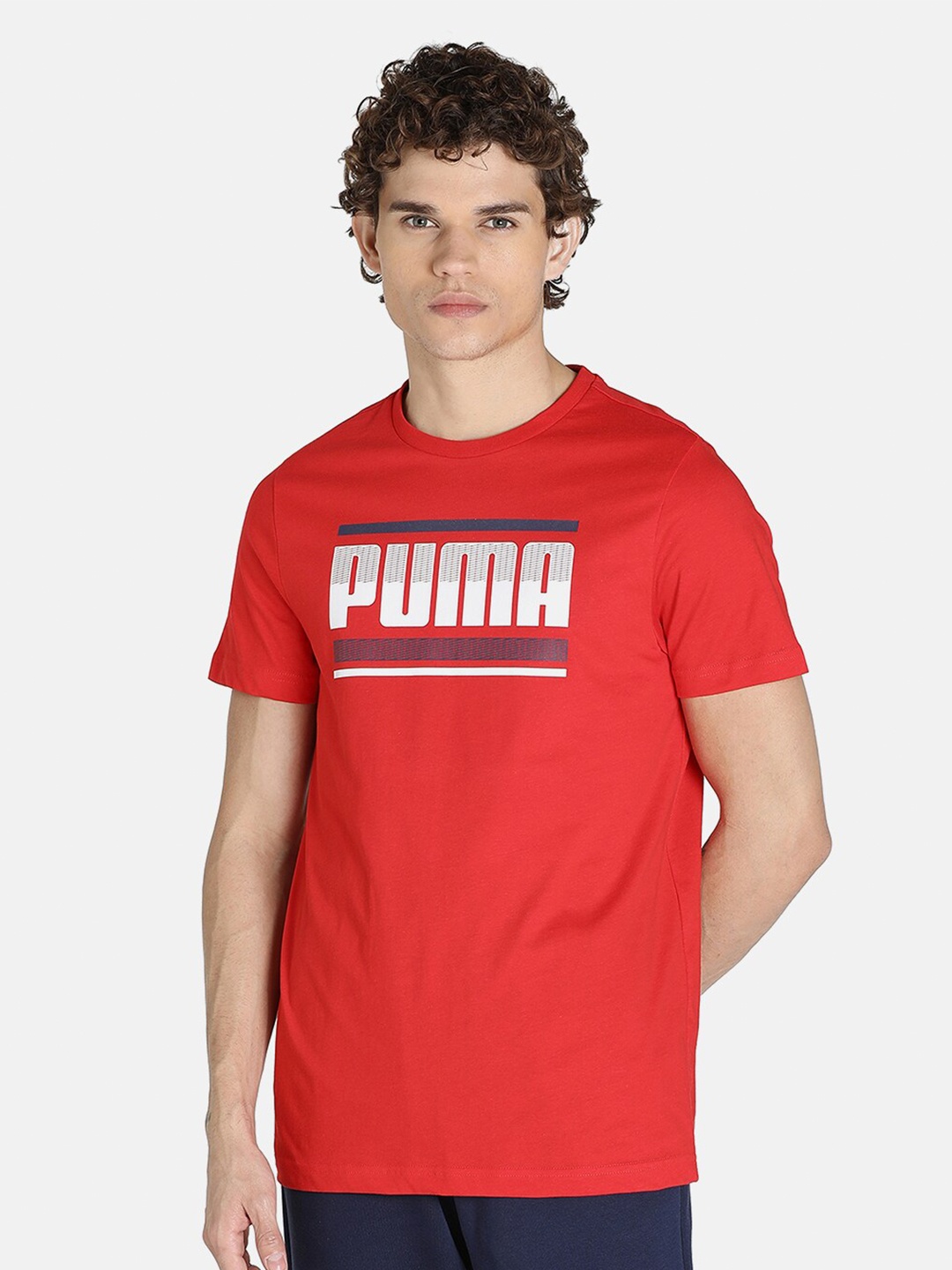 

Puma Men Red Brand Logo Printed T-Shirt