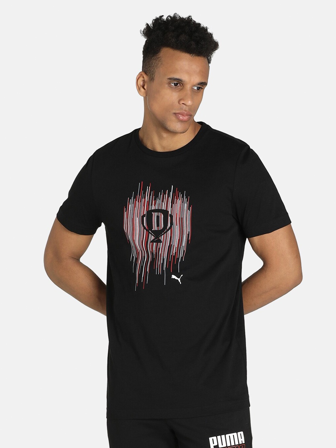 

Puma Men Black Printed Cotton T-shirt