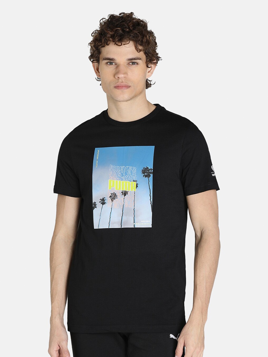 

PumaxDream11 Men Black Graphic Printed T-shirt
