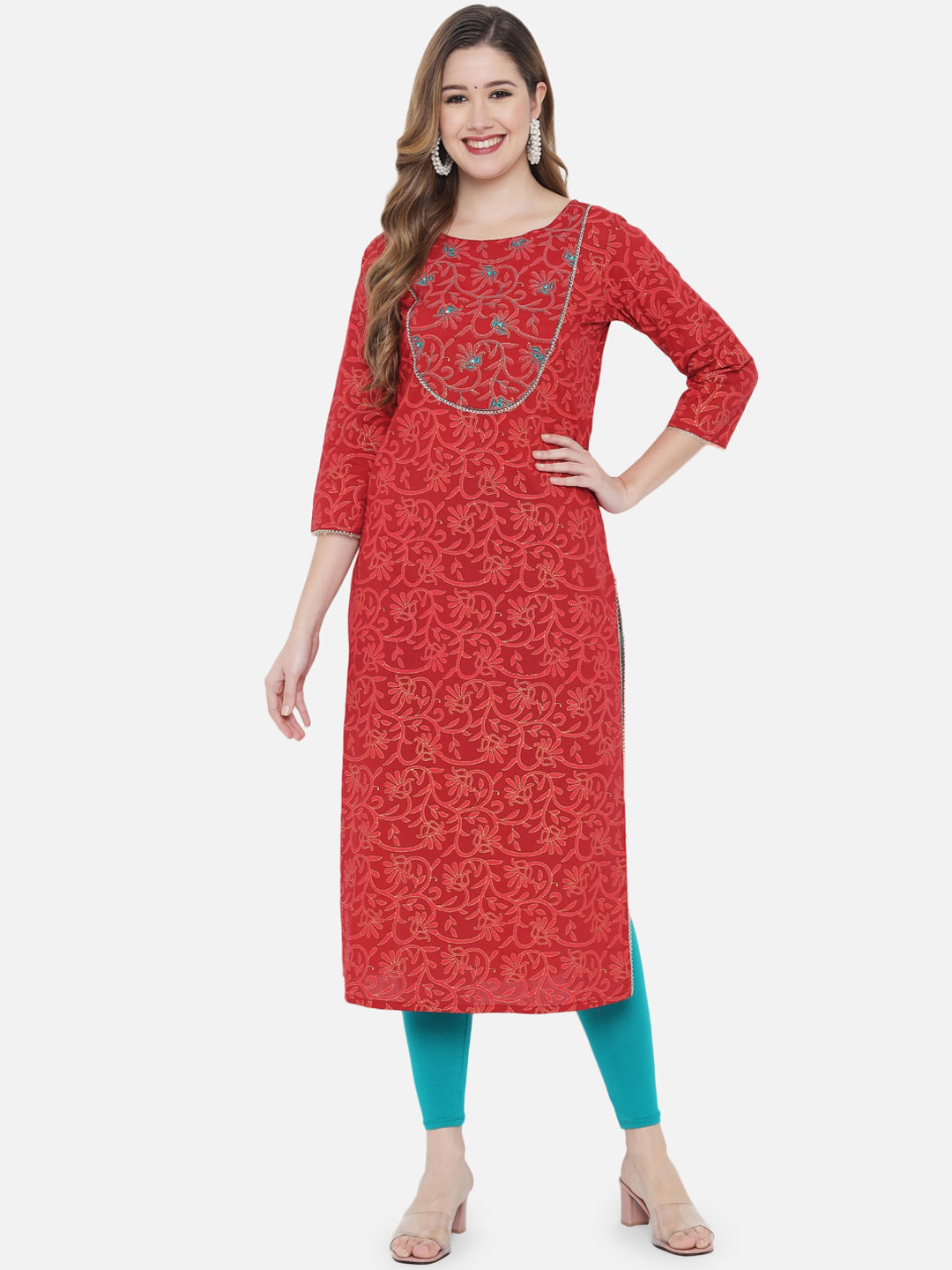 

Sangria Women Red Ethnic Motifs Printed Kurta