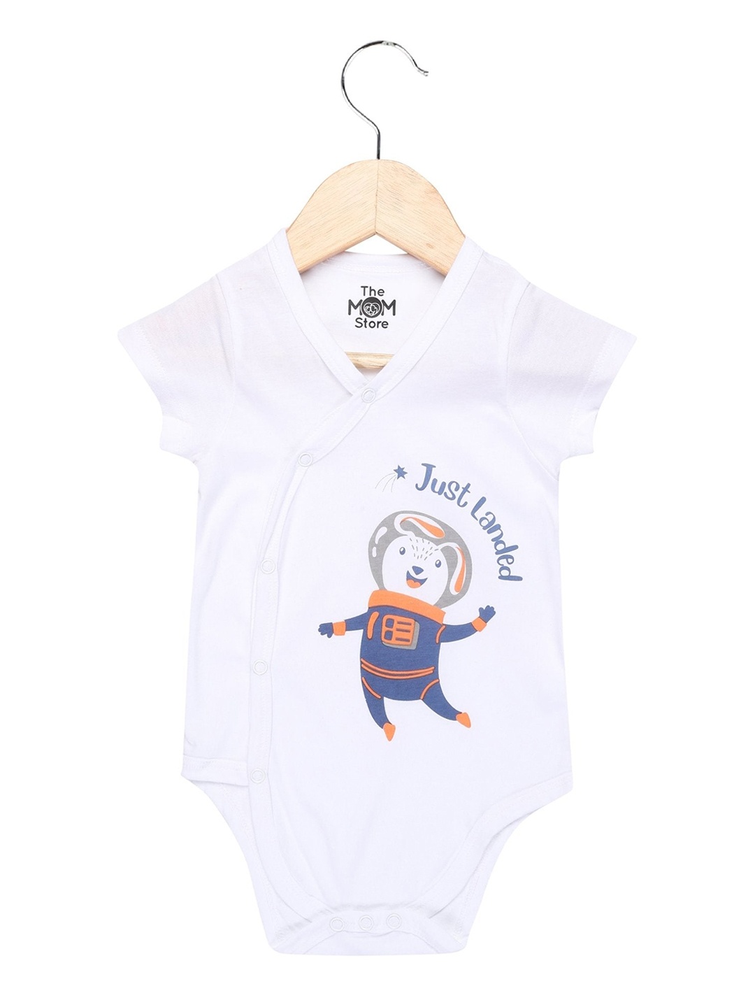 

The Mom Store Unisex Kids White Printed Cotton Rompers