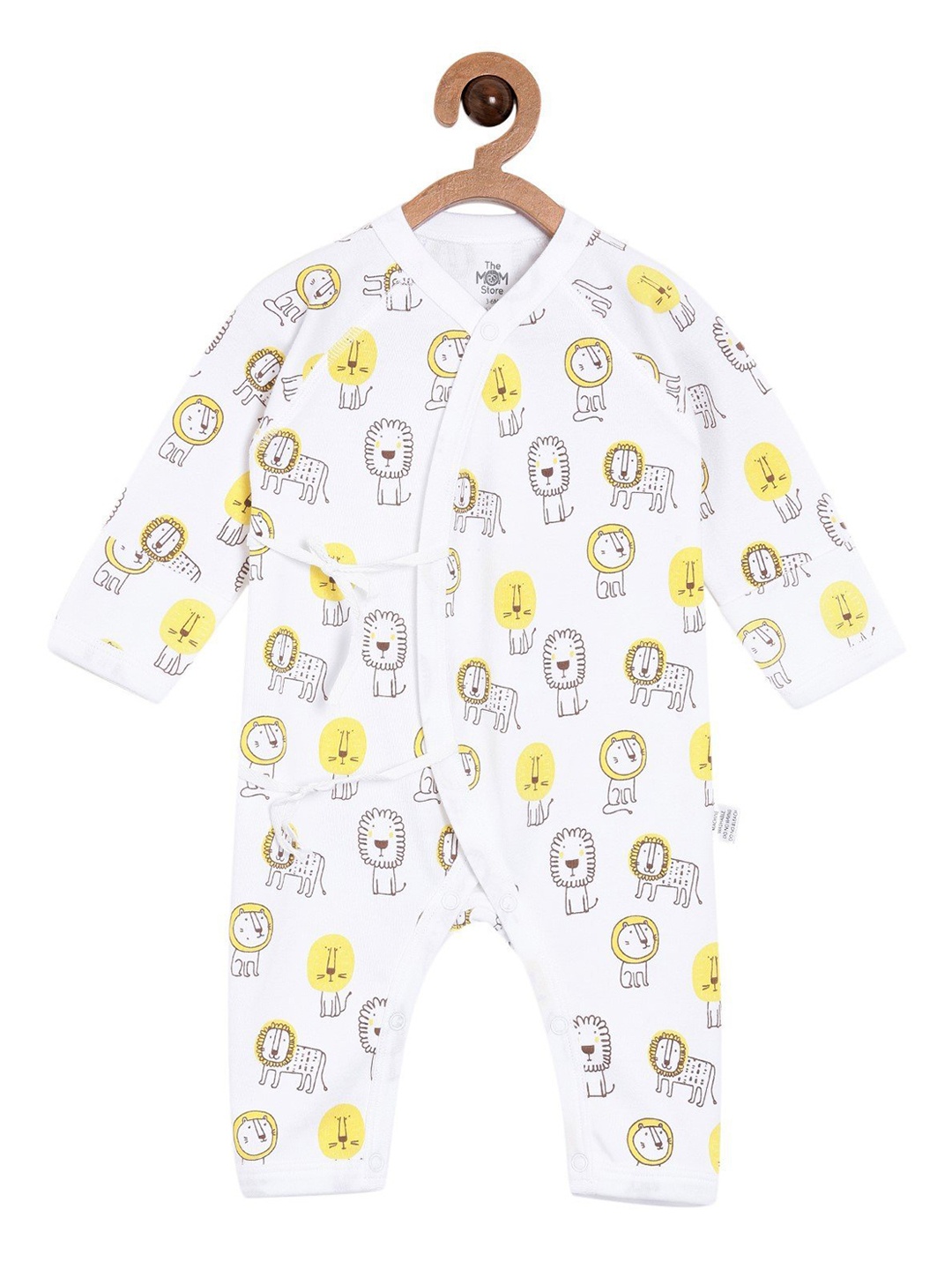 

The Mom Store Kids White & Yellow Printed Pure Cotton Rompers
