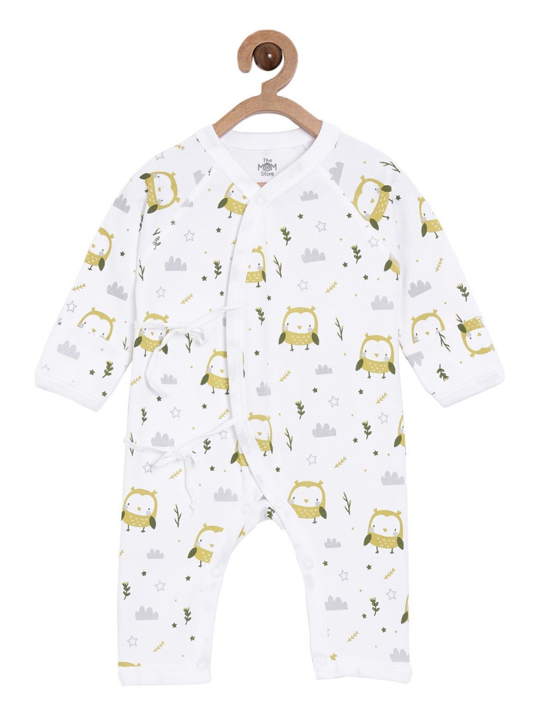 

The Mom Store Infant Kids White & Grey Printed Pure Cotton Rompers