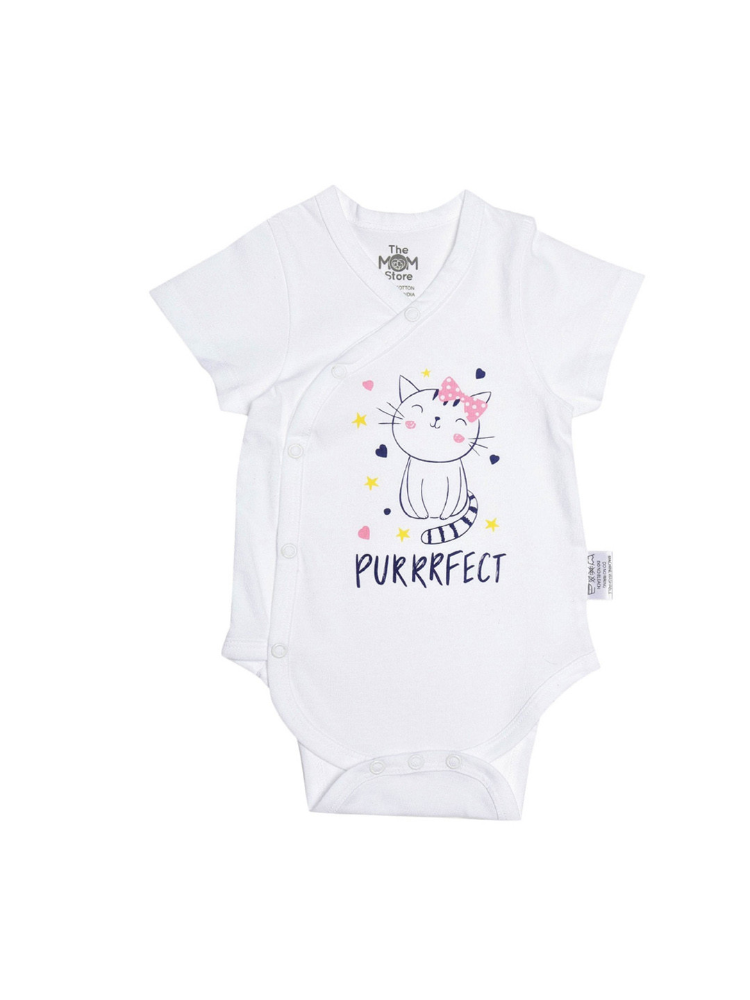 

The Mom Store Kids White & Blue Pure Cotton Rompers