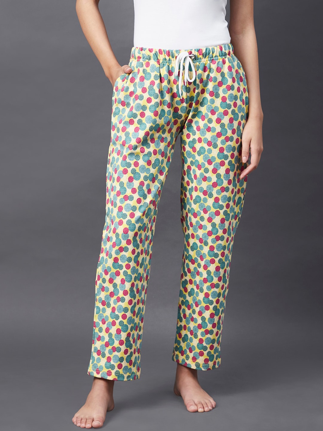 

Rigo Women Yellow & Green Printed Cotton Lounge Pants