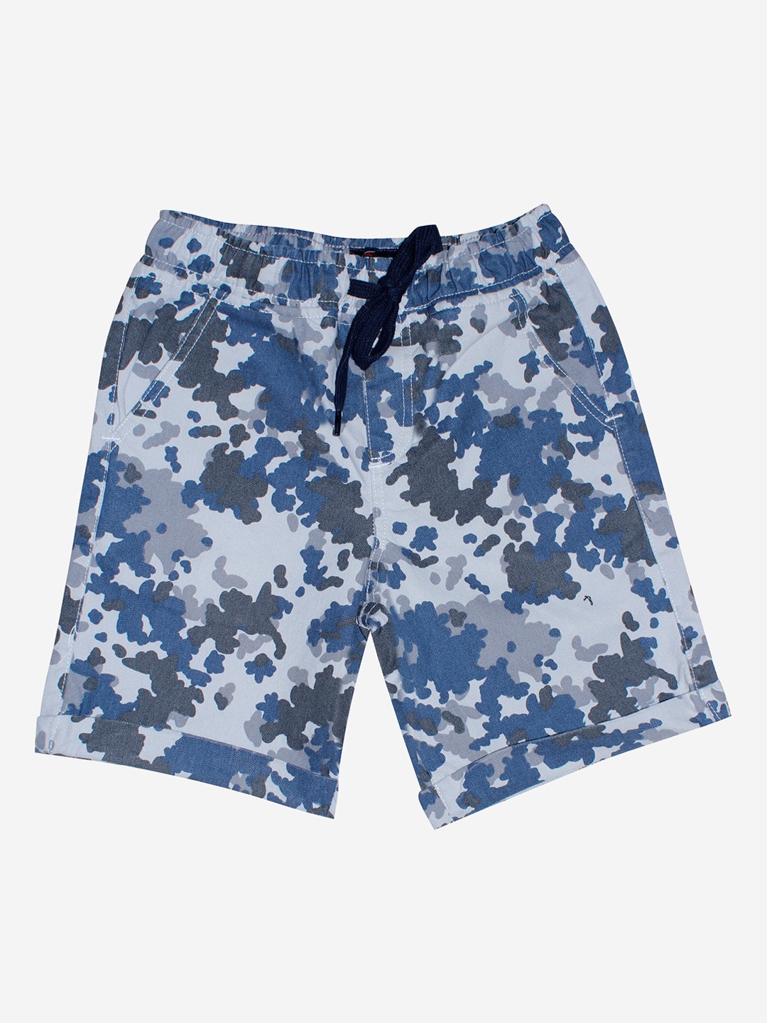 

KiddoPanti Boys Blue Printed Shorts, Grey