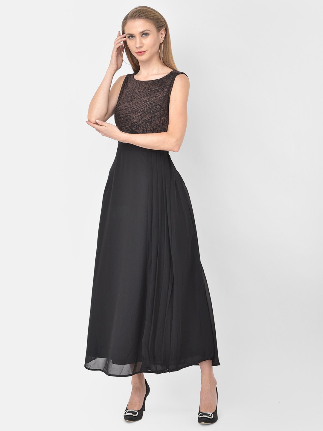

Latin Quarters Women Black Embellished Maxi Dress