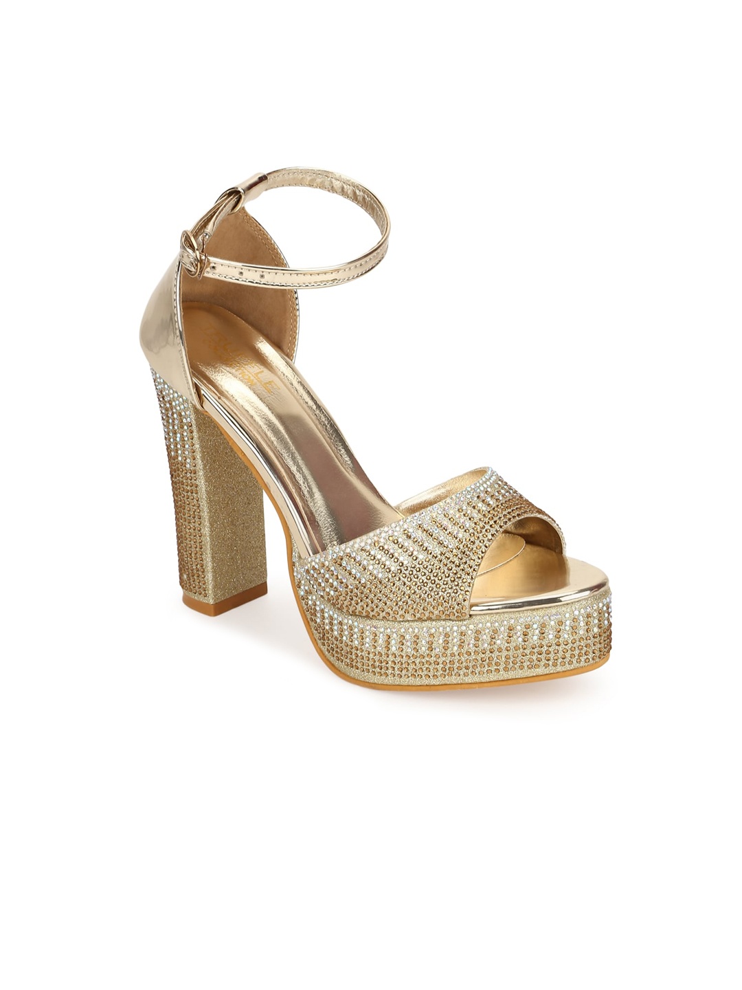 

Truffle Collection Women Gold-Toned Platform Sandals with Buckles