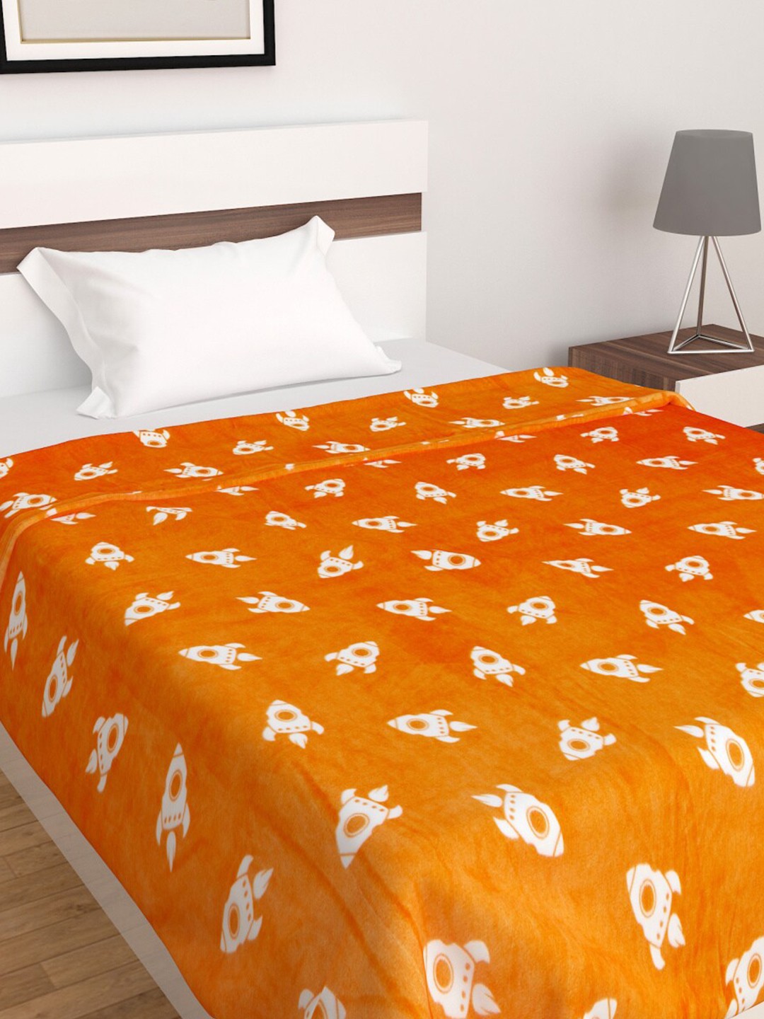 

Home Centre Orange & White Summer 150 GSM Single Bed Blanket