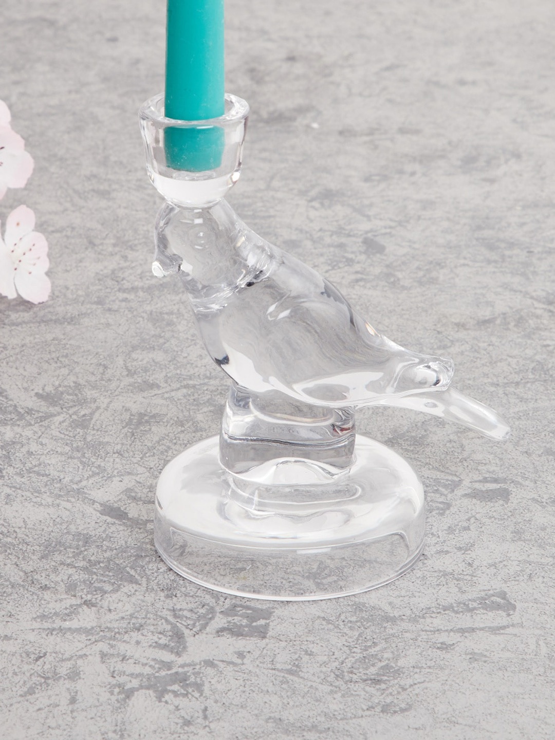 

Home Centre Transparent Solid Glass Bird Candle Holder