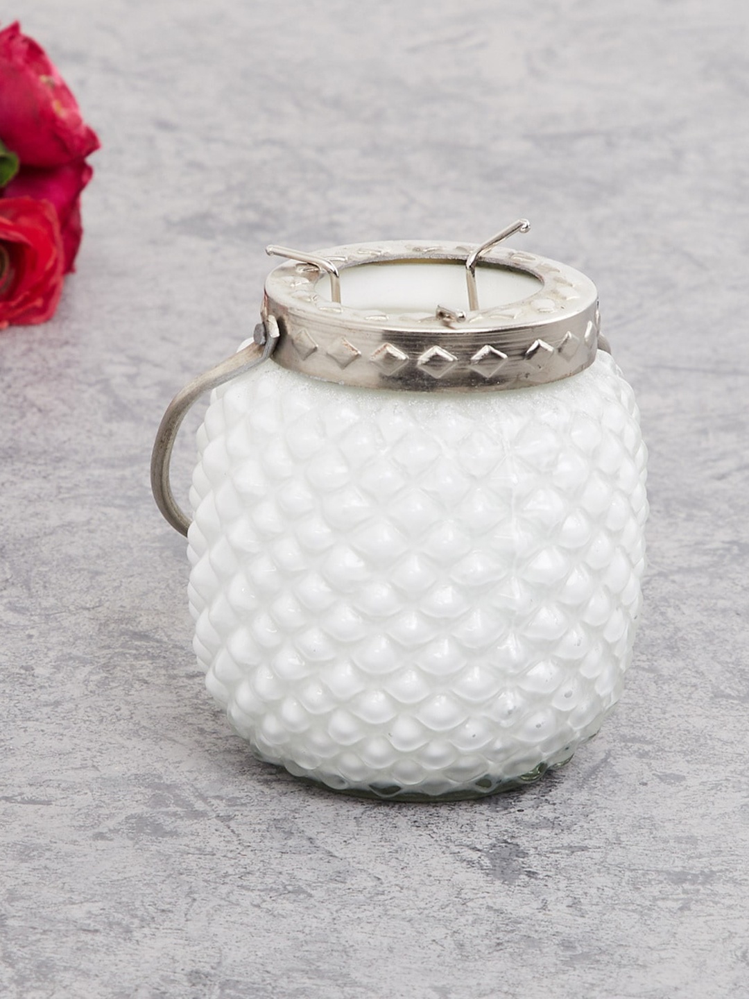 

Home Centre White Textured Glass Lantern