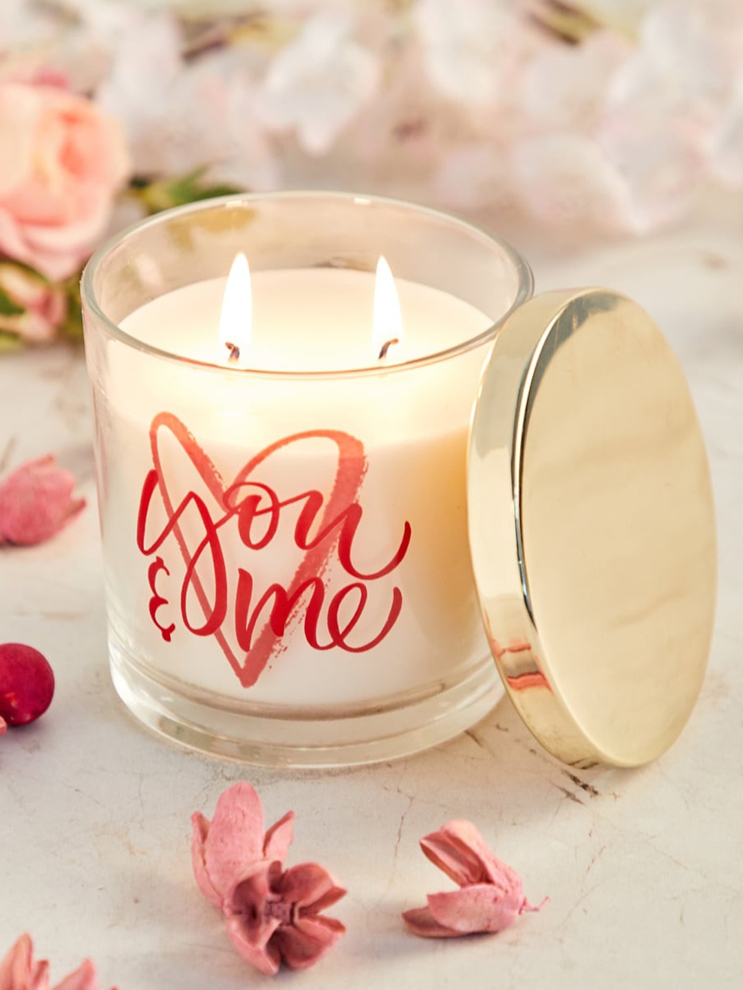 

Home Centre White & Gold-Toned Valentine Scented Candle With Tin Lid