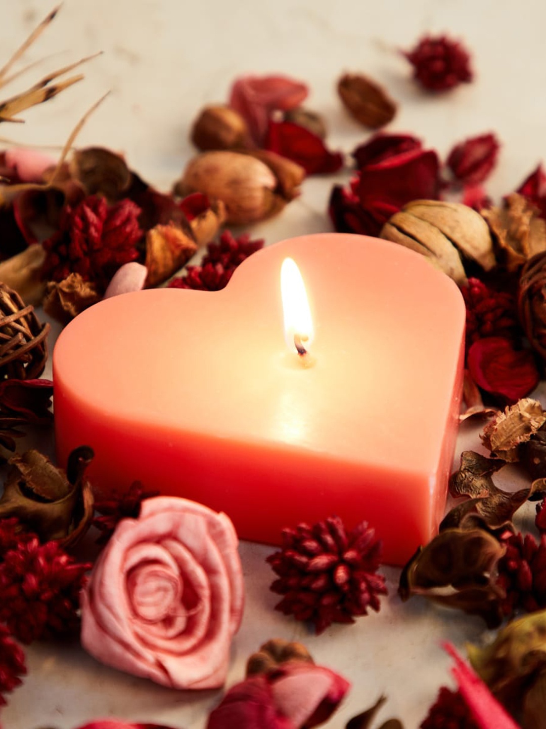 

Home Centre Red Heart Shaped Wax Decorative Scented Candle