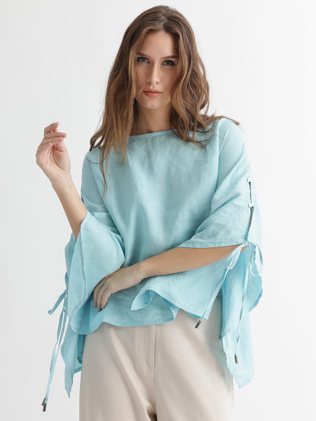 

RAREISM Blue Linen Top