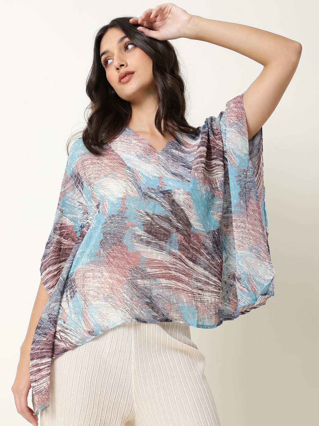 

RAREISM Blue & Pink Print Kaftan Top