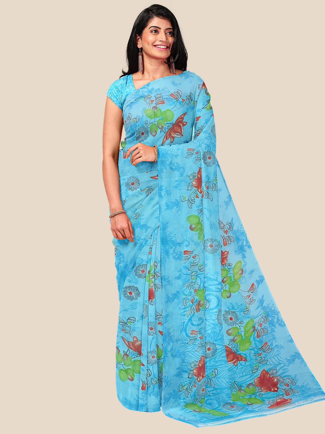 

Kalamandir Blue Floral Zari Pure Georgette Saree