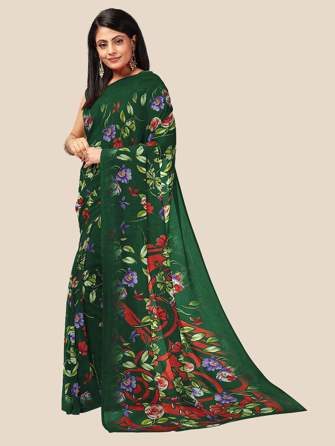 

Kalamandir Green Floral Pure Georgette Saree