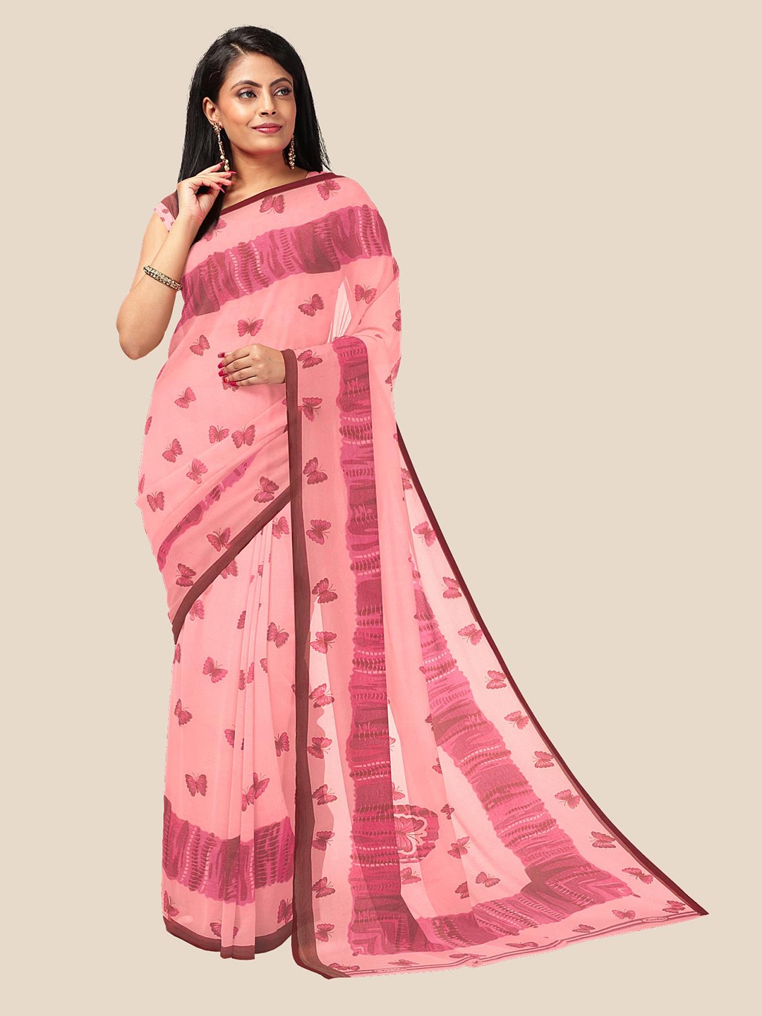 

Kalamandir Pink Pure Georgette Saree