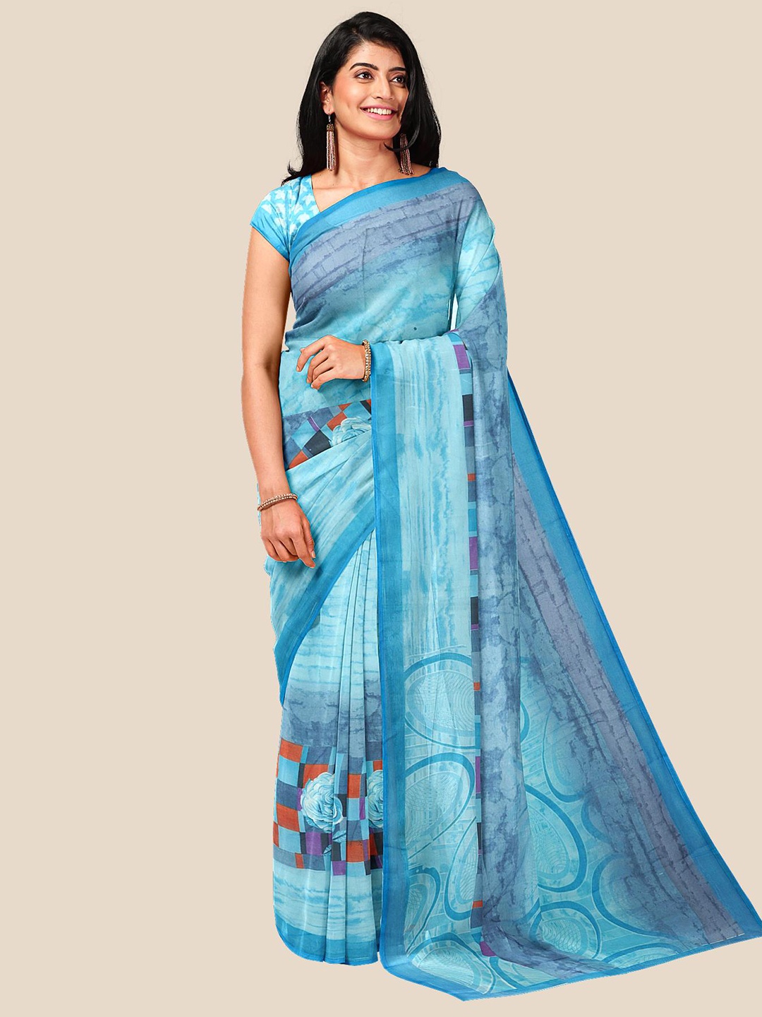 

Kalamandir Blue Pure Georgette Saree