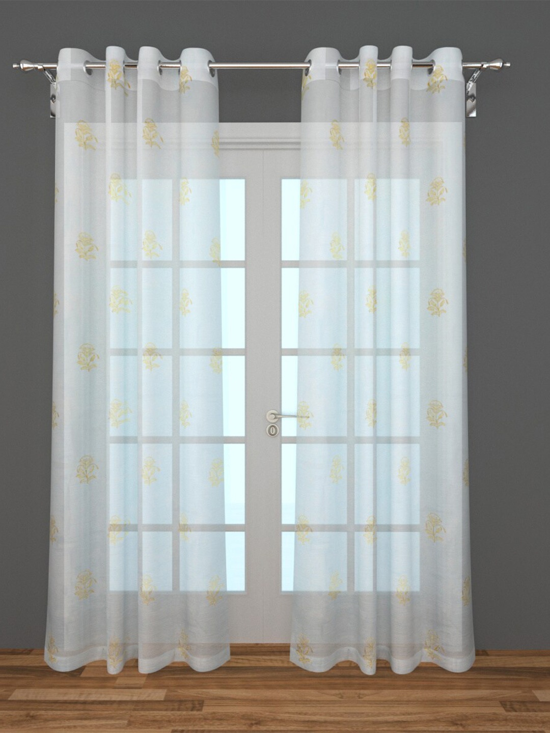 

Home Centre Beige & White Set of 2 Ethnic Motifs Sheer Door Curtain