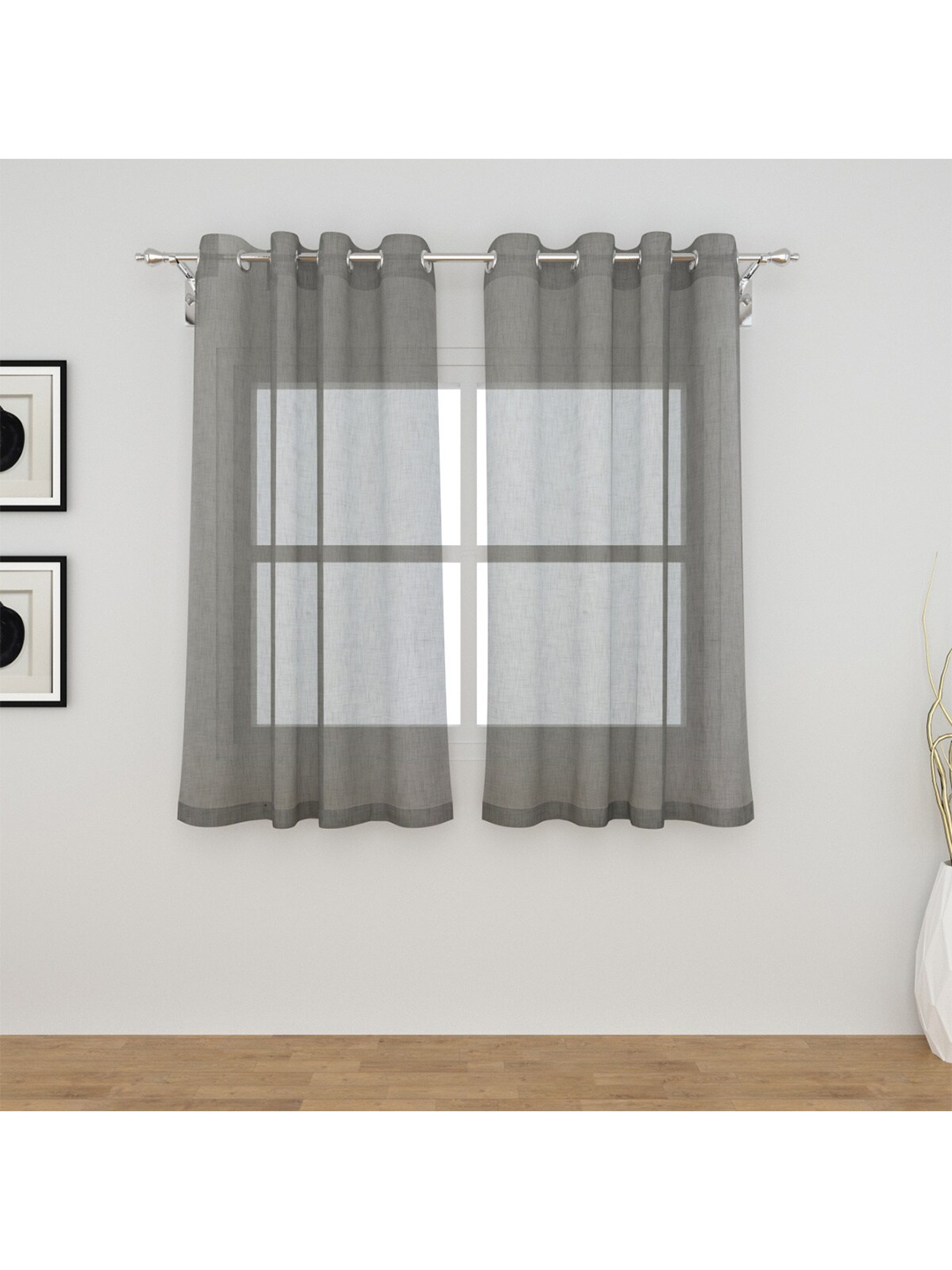 

Home Centre Grey Set of 2 Sheer Window Curtains