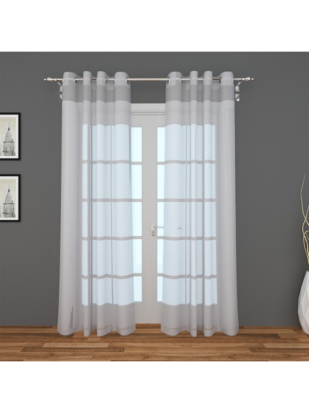 

Home Centre Set Of 2 White Sheer Door Curtains