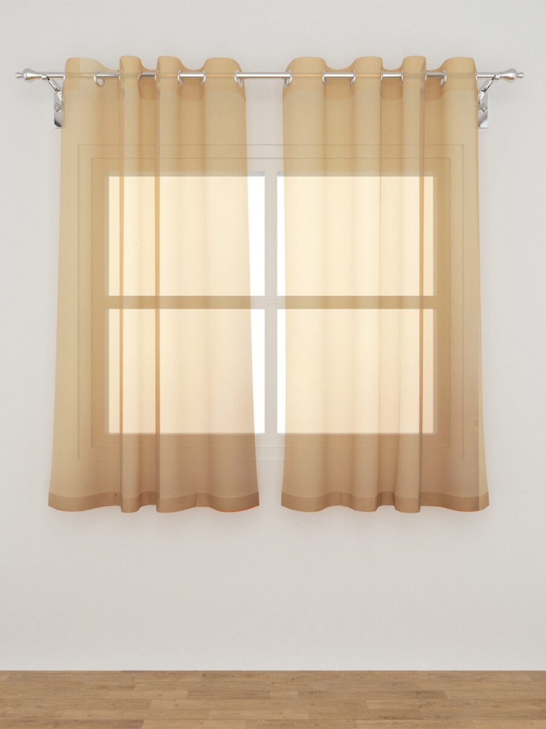 

Home Centre Set of 2 Beige & Cream-Coloured Geometric Sheer Window Curtains