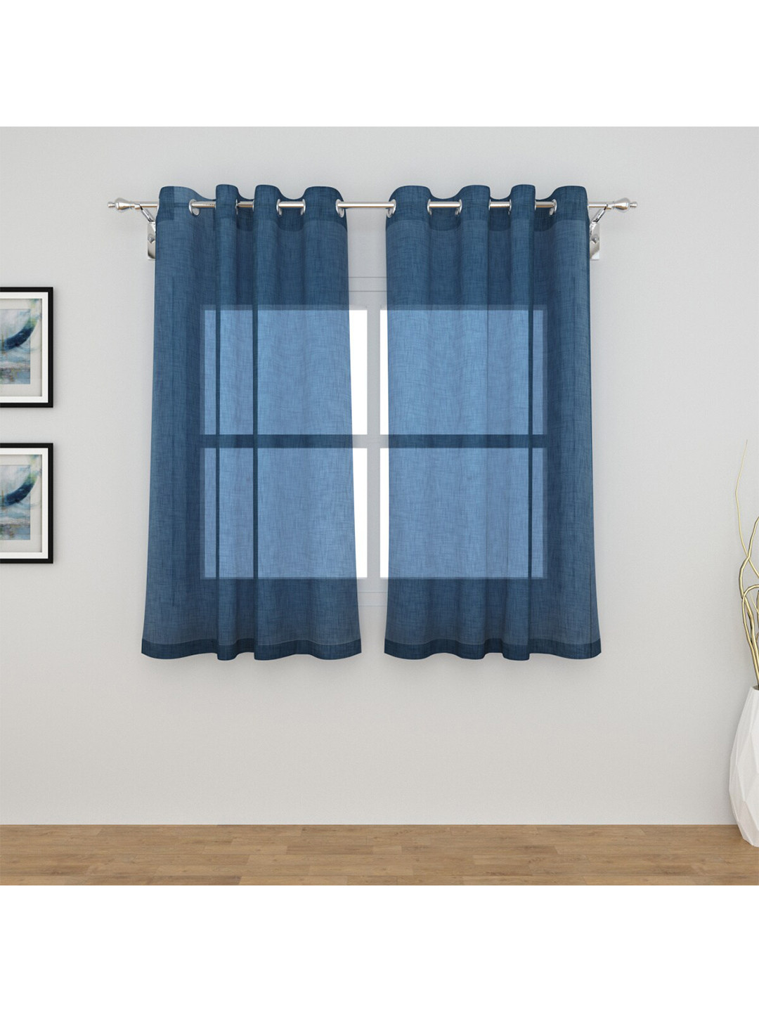 

Home Centre Blue Set of 2 Sheer Window Curtain