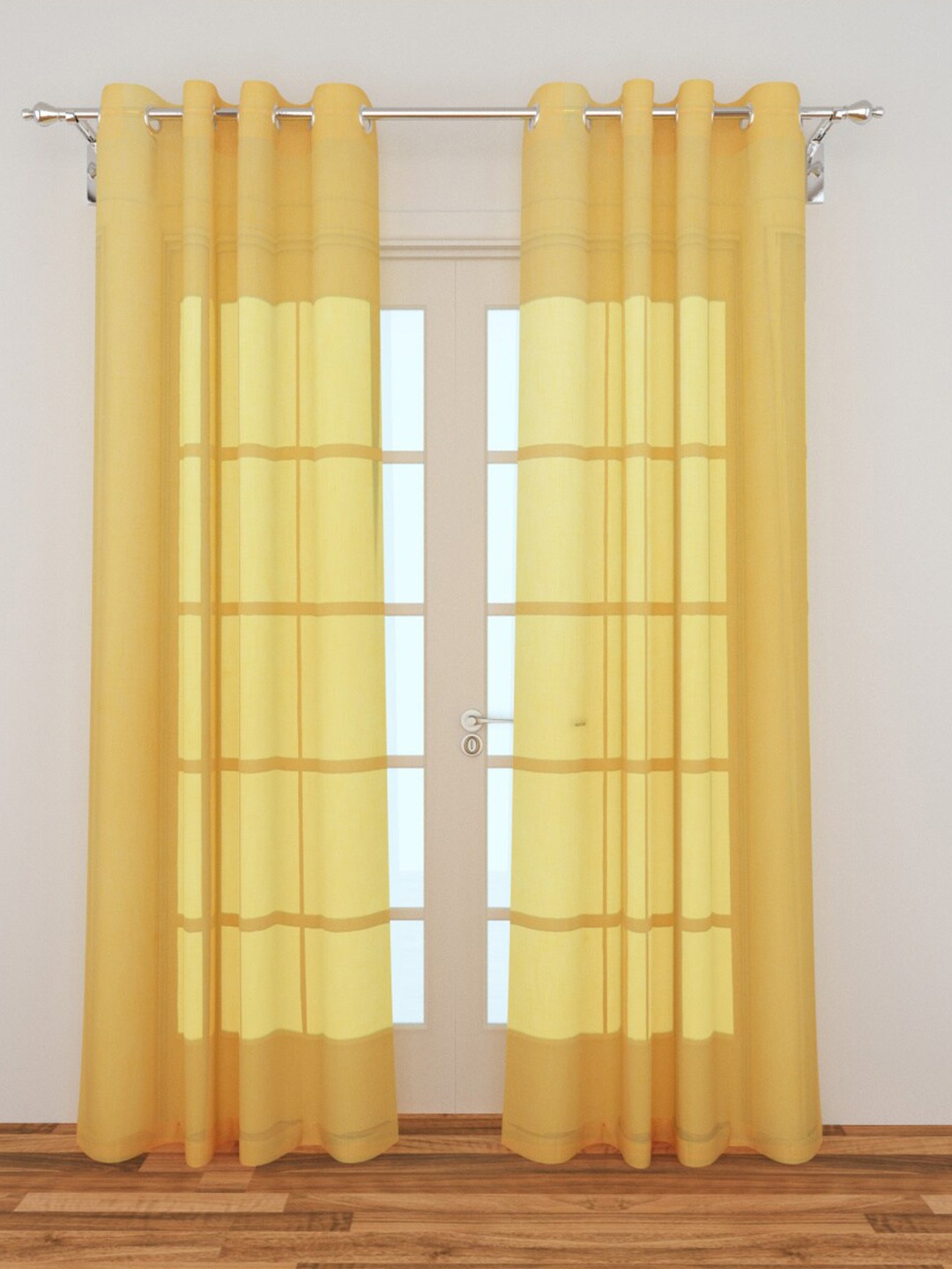 

Home Centre Set Of 2 Yellow Solid Sheer Door Curtain