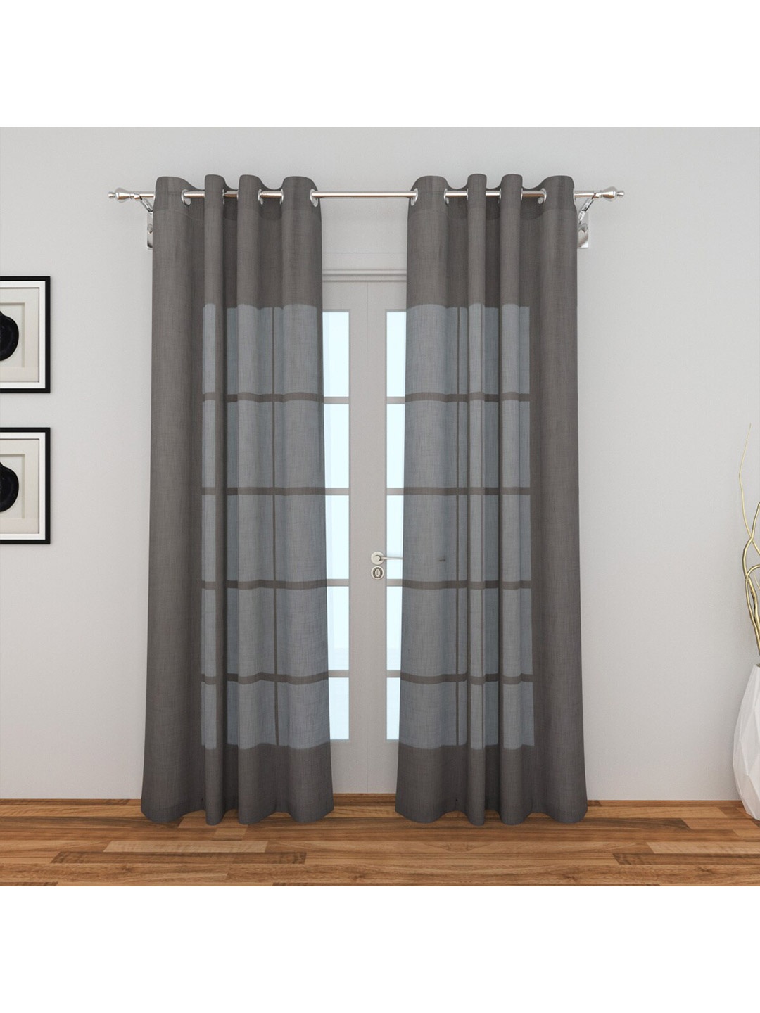 

Home Centre Grey Set of 2 Sheer Door Curtain