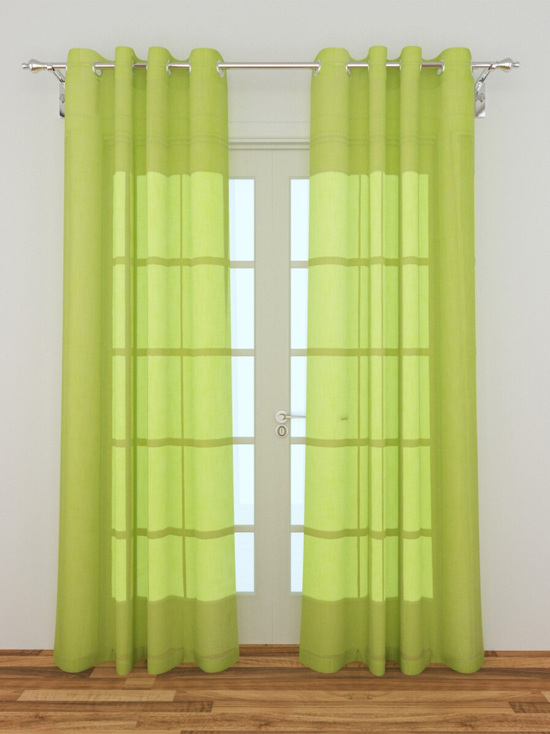 

Home Centre Set of 2 Fluorescent Green Geometric Sheer Door Curtains