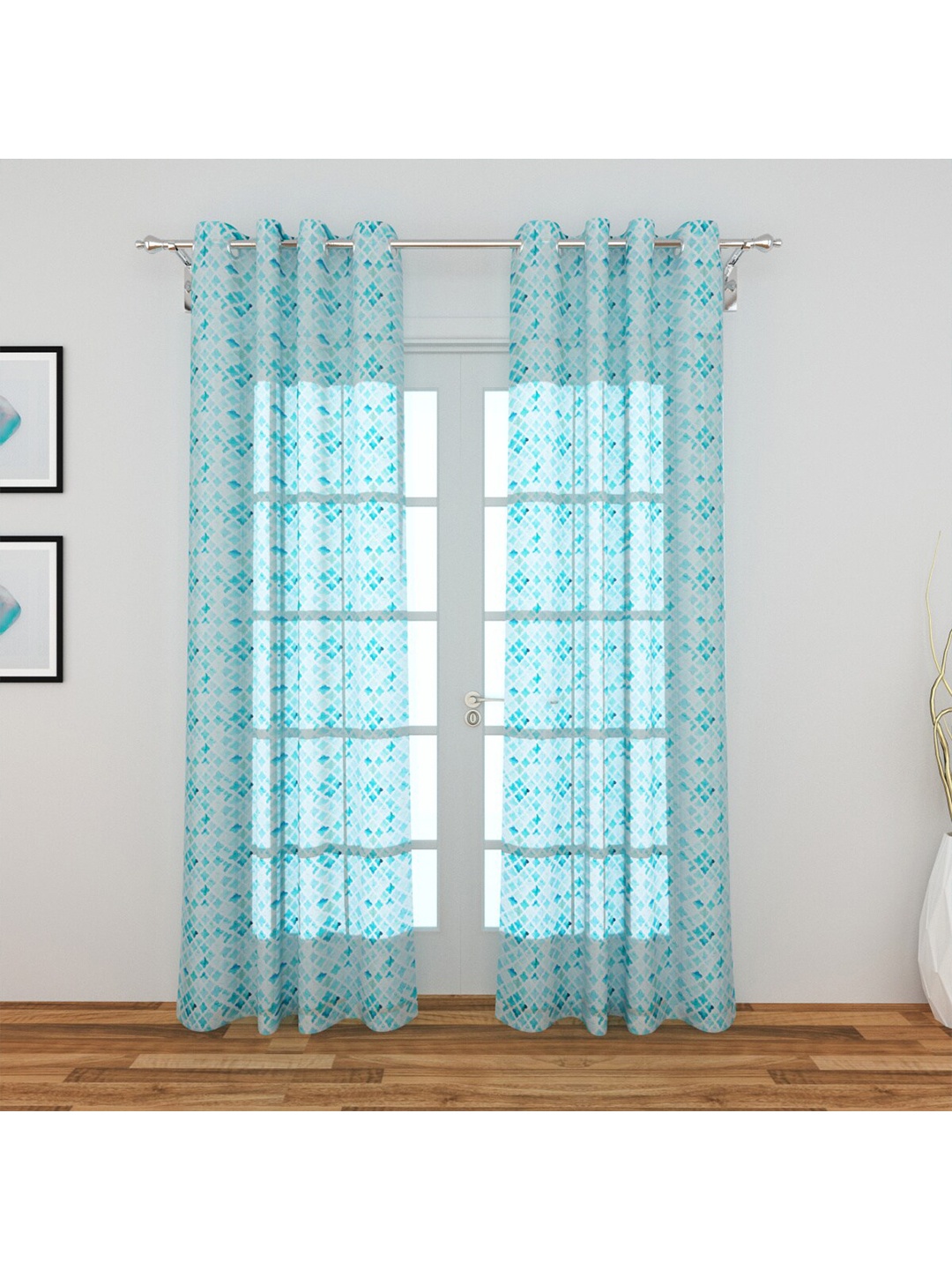 

Home Centre Blue & White Set of 2 Ethnic Motifs Sheer Door Curtain