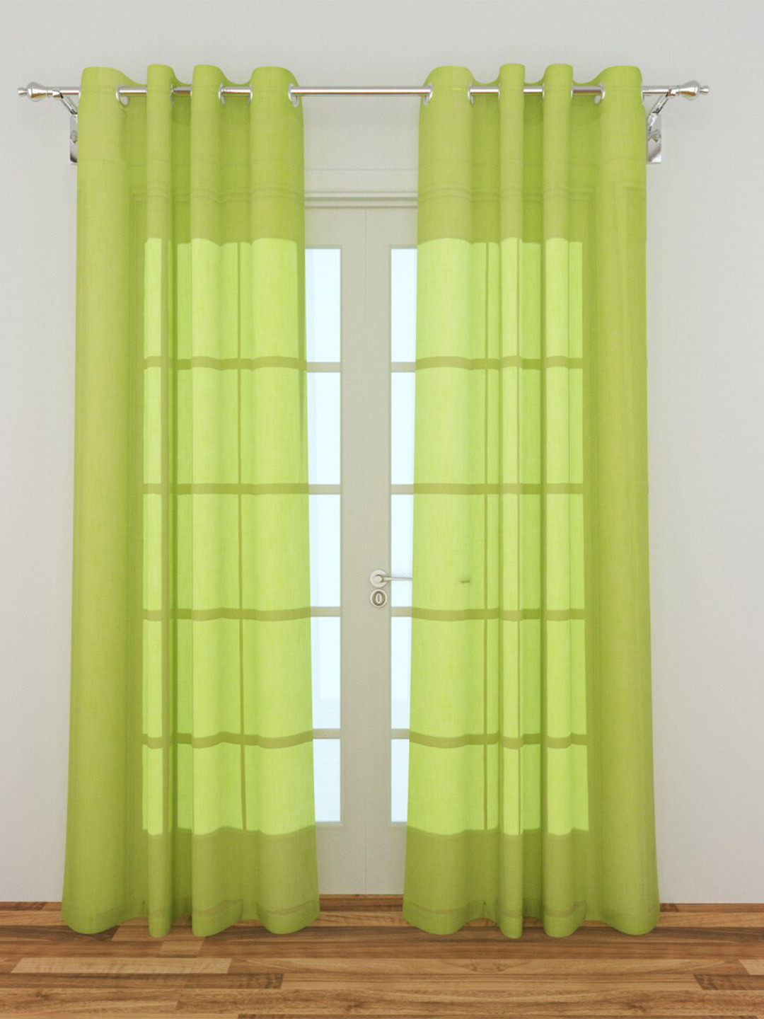 

Home Centre Set Of 2 Green Solid Sheer Door Curtain