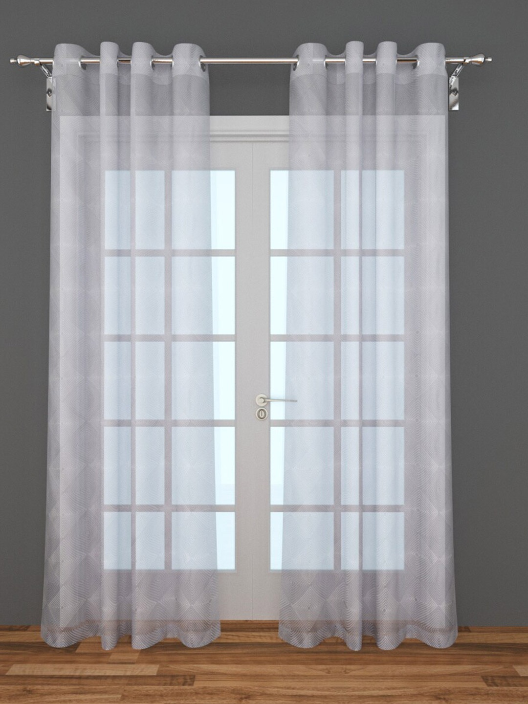 

Home Centre Off White Set of 2 Geometric Printed Sheer Door Curtain