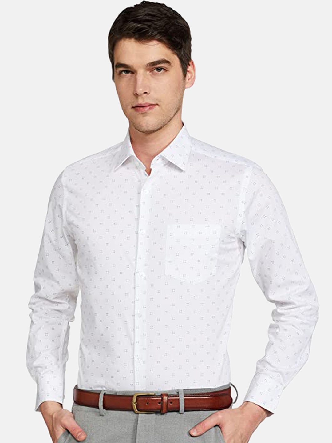 

IVOC Men White Printed Formal Shirt